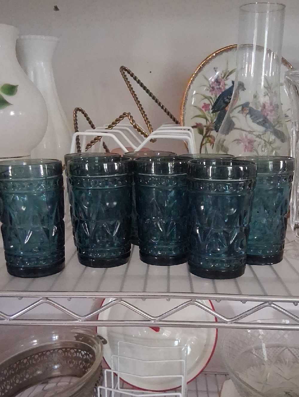 Teal Pressed Glass Tumbler Set - Home Accents